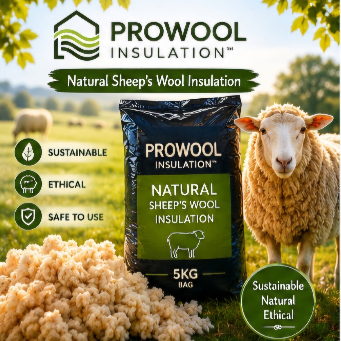 Prowool Insulation™  Natural Loose Sheep's Wool 5KG