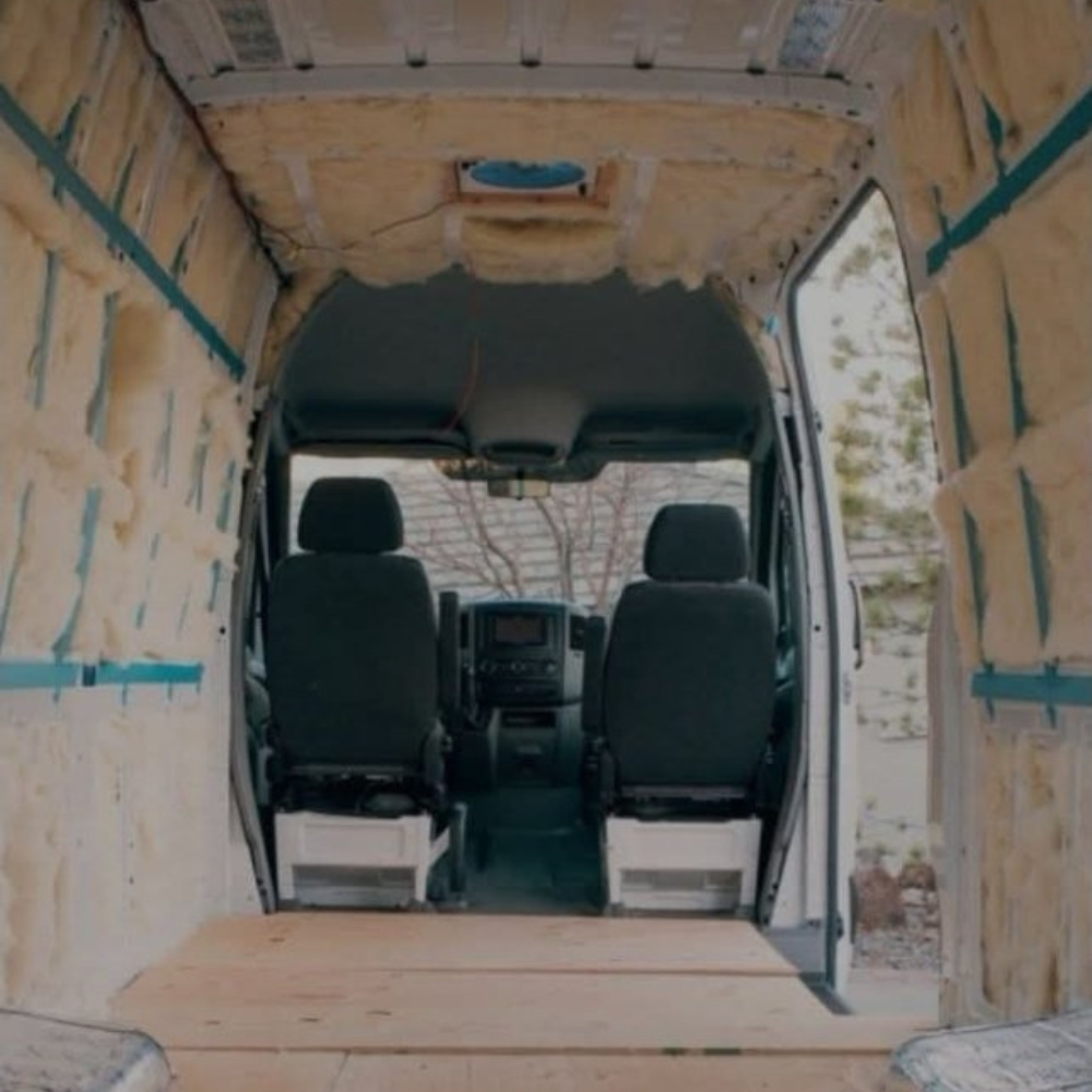 Van interior with sheeps wool insulation